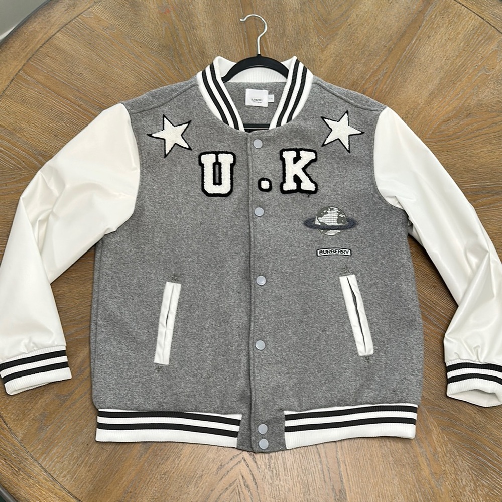 Burberry Gray & White Varsity Jacket